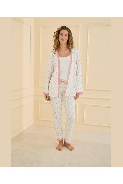 pijamaworld Kaşkorse Pajama Set with Dressing Gown