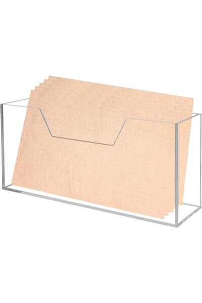 Slasa حامل مناديل أكريليك شفاف - منظم مناشف رأسي للضيوف، 22×8.99×5.11 سم