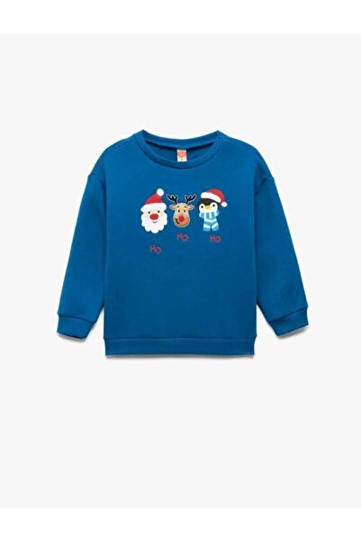 Koton Bavlněná mikina s dlouhým rukávem a vánočním potiskem s dlouhým rukávem