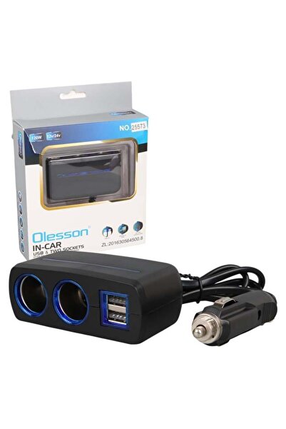Genel Markalar 1638 12-24V Çift USB Girişli 120W 80 CM Kablolu 2'LI Araç Çakm...