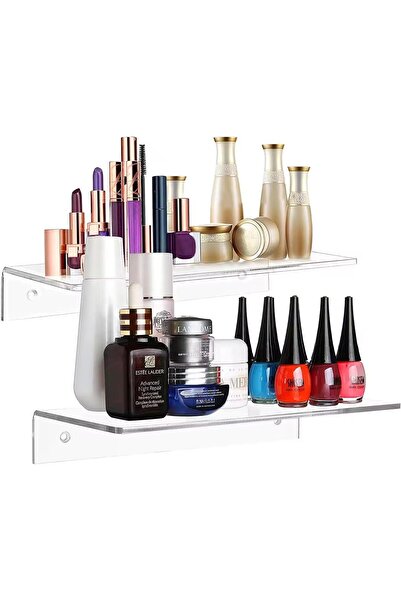 Slasa رف أكريليك مثبت على الحائط - رف منظم شفاف للحمام وطاولة المكياج وغرفة ا...