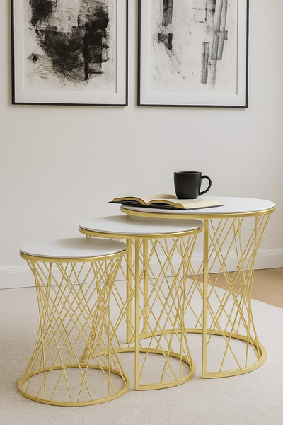 JoyMassa ALFA3'LÜ ZİGON SEHPA ( Temperli Cam)