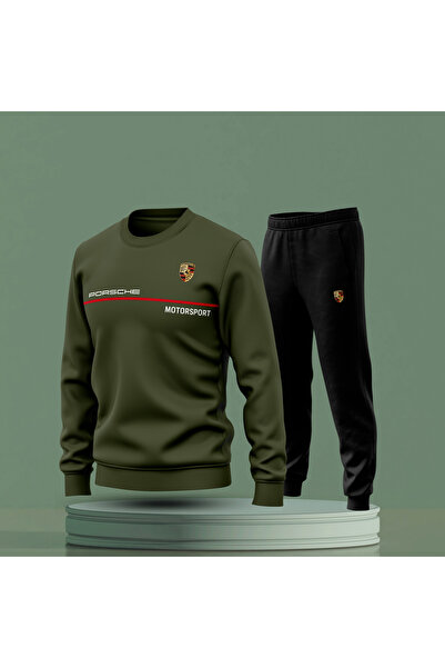 Bulvar Lee Crew Neck Porsche Printed Men'S, Winter Tracksuit Set / Car