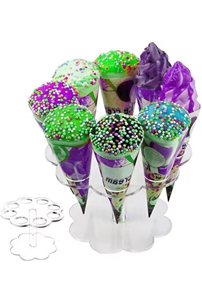 Slasa Ice Cream Cone Acrylic Stand by - Flat Polished Candy Display Rack for Weddings, Parties, Buff
