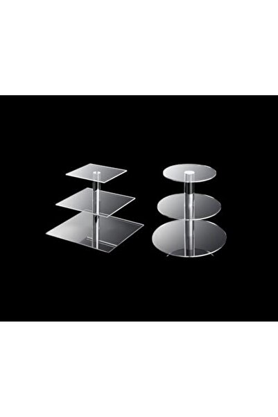 Slasa 3-Tier Acrylic Cupcake Stand Set, Round & Square Display, Clear 2-Piece for Cakes & Parties