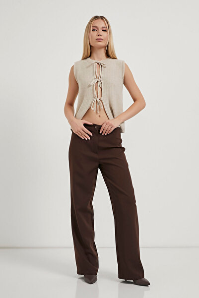 Arma Life Kadın Yüksek Bel Basic Bol Kahve Palazzo Pantolon