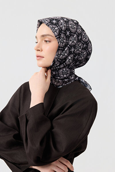 Qef Cotton Scarf Medallion Black