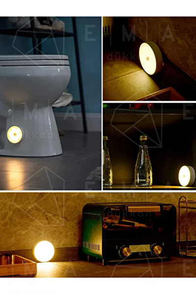 Ema Dükkan 2 ADET Sensörlü Led Kabin Işığı 4000K USB Şarjlı Hareket Algılamalı Dolap Altı Gece Lambası