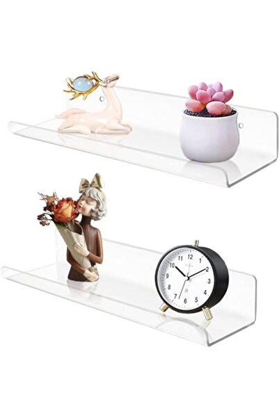 Slasa أرفف حائط شفافة من الأكريليك - مجموعة من رفين معلقين على شكل حرف U - رف...