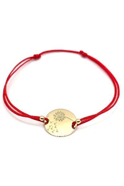 Lexy's Boutique Bratara handmade, ajustabila, cu banut din argint 925 placat cu aur 24k, Lexy's Boutique, rosu/auriu