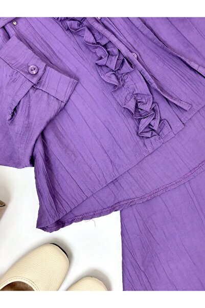 YEDİLALE Sav.Aroski̇ Stone-Embellished Waist-Tie Shirt Skirt Dual-Piece Set [38-46 Size Range]