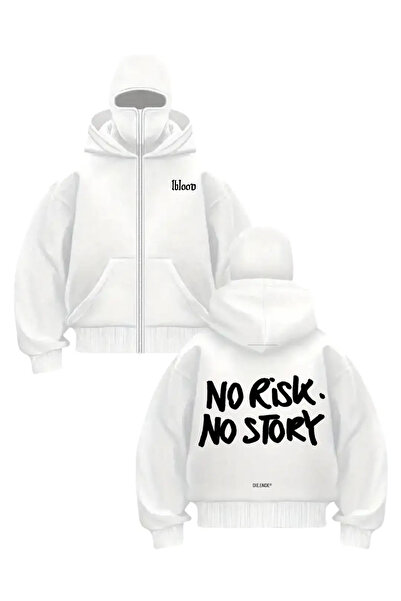 Gofeel Harajuku Beyaz No Risk No Story Baskılı Kar Maskeli Unisex Sweatshirt ...