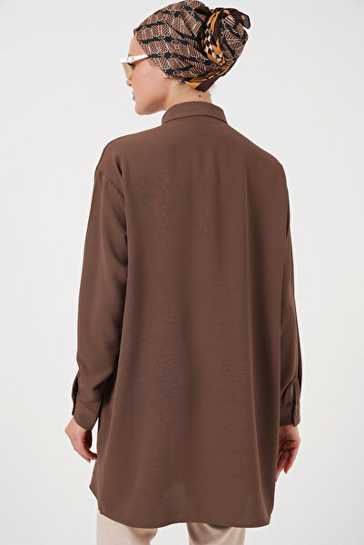 Bigdart Kadın Uzun Gömlek Tunik 5945 - Kahverengi