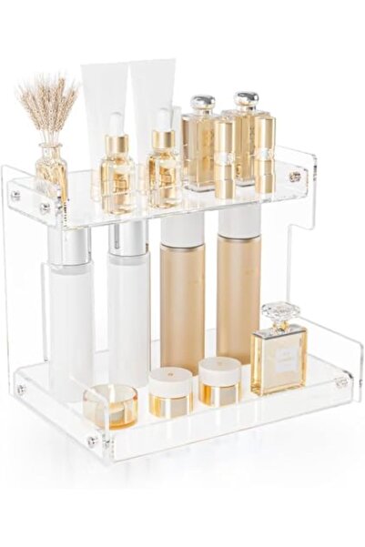 Slasa منظم أسطح حمام أكريليك مزدوج الطبقات، رف زاوية شفاف مع حواجز حماية - 32 ×