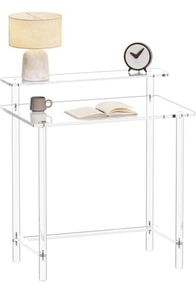 Slasa مكتب أكريليك - مكتب منزلي حديث شفاف للدراسة والكتابة والكمبيوتر 80×50×8...