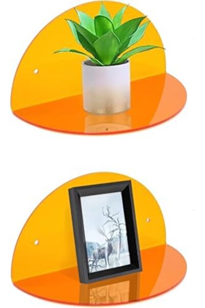 Slasa رفوف حائط عائمة صغيرة من الأكريليك (عبوة من قطعتين، قطر 8 بوصات، لون أر...