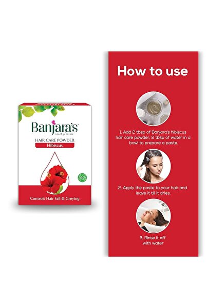 Banjara's مسحوق الكركديه للعناية بالشعر - 100 غرام، 20 غرام × 5 قطع