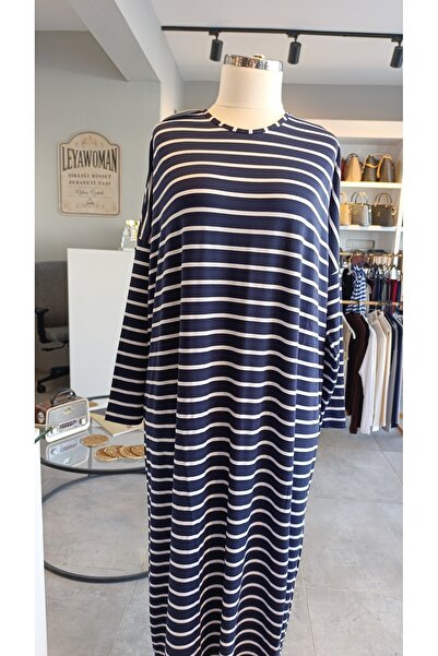 FASHION فستان مخطط من القطن الممشط / ثوب صلاة