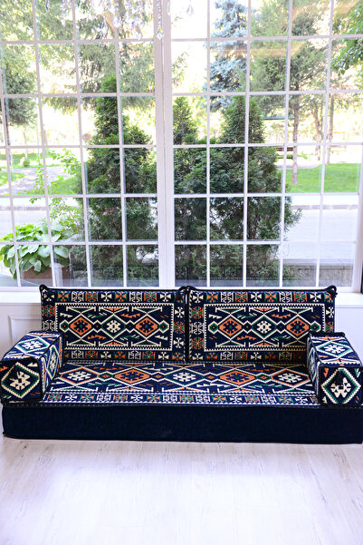 BAKIRÖZÜ HOME Şark Köşesi Takımı Konsepti Lacivert Anadolu Modeli 5 Parça (20...