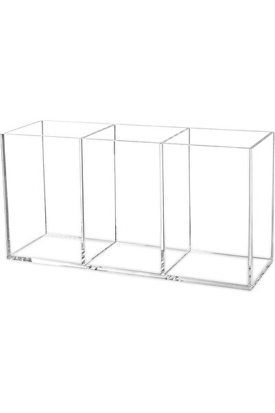 Slasa Transparent Acrylic Makeup Brush Organizer by - 3-Section Holder for Brushes, Cosmetic Tools,