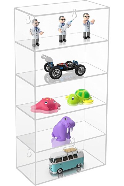 Slasa Transparent Acrylic Wall Display Shelf from - 5-Tier Floating Organizer for Collectibles, Glas