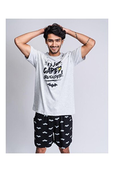Batman Adult short sleeve pajamas, Gray, S,