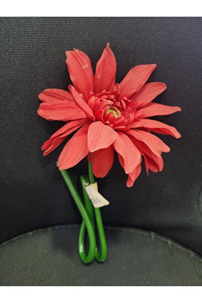 esdekor Kırmızı Gerbera Yapay Çiçek Tek Dal 25 inç Realistik Dekoratif Çiçek Ev Ofis Vazolu Süsleme