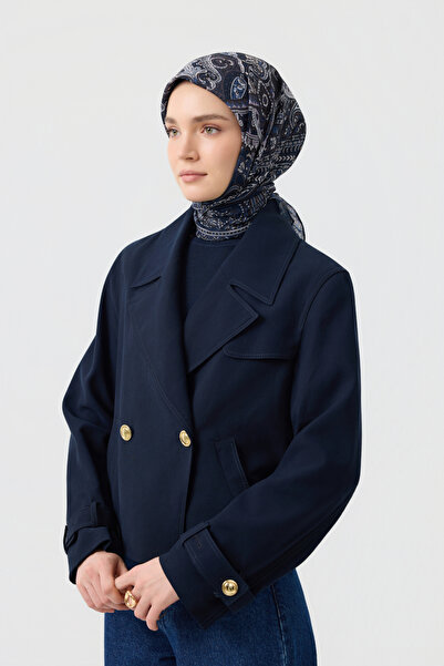 Qef Cotton Scarf Tale Navy Blue