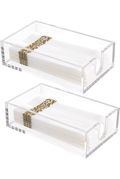 Slasa حامل مناشف للضيوف من الأكريليك الشفاف - منظم صينية المناديل - عبوة من ق...