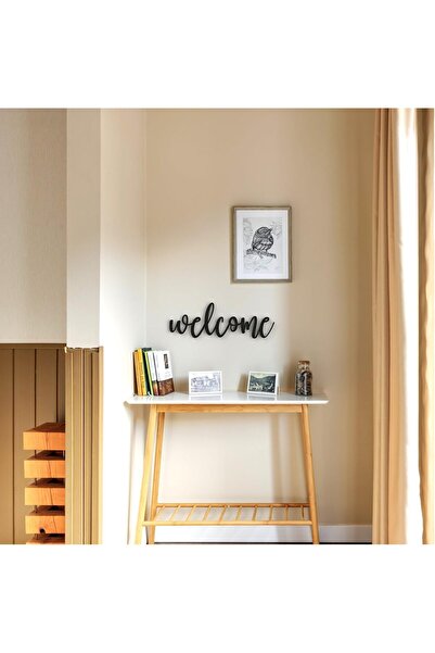 Slasa Medium 59.5x20.5cm Black Acrylic Welcome Wall Sign – 3mm Thick Cursive Font Wall Plaque –