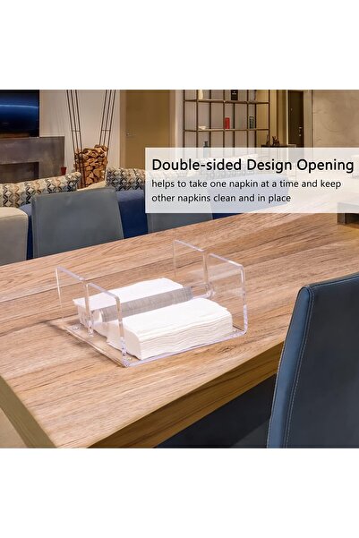 Slasa Acrylic Napkin Holder – Clear Flat Tissue Dispenser with Weighted Arms for Kitchen & Dining