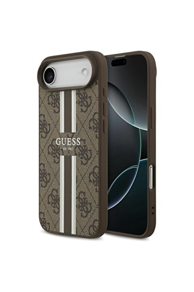 Guess Case for iPhone 17 Air, Printed Stripes MagSafe, Brown