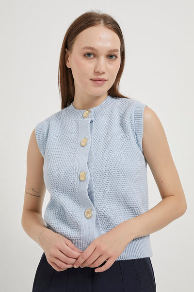 Arma Life Armalife 1181 Gold Button Detail Knitted Women's Vest
