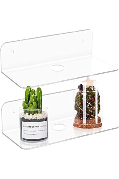 Slasa Acrylic Floating Shelves of 9 inches Set of 2 Clear Wall-Mounted Displa...