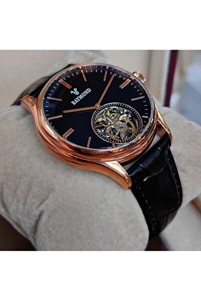 Raymond Rose Gold Black Automatic Men's Wristwatch