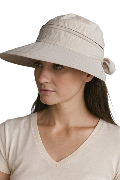 CosmoOutlet Light Beige Women's Adjustable Sun Visor Hat for Sports, Golf and Tennis