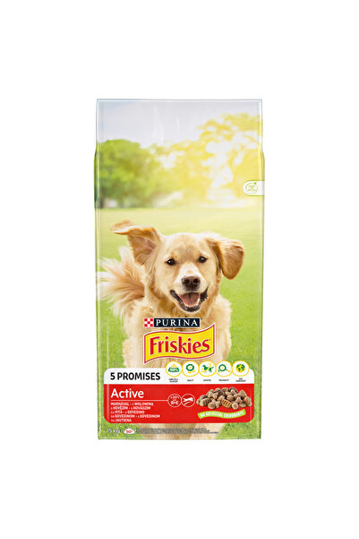 Friskies Hrană uscată activă pentru câini, vită, 15 kg