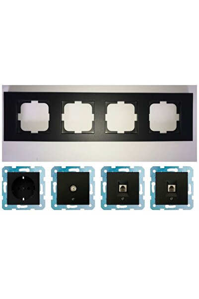 OVİVO Grano Siyah Dörtlü - Tv - Nümeris (telefon) - Data Cat 6 Internet- Topr...