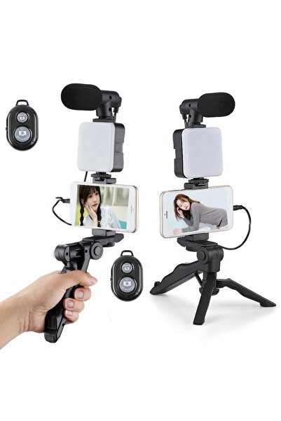 Cyber AY-49 Video-Making Kit Camera Phone Octopus Tripod Video Kit Led Light Microphone Tripod Hands Video