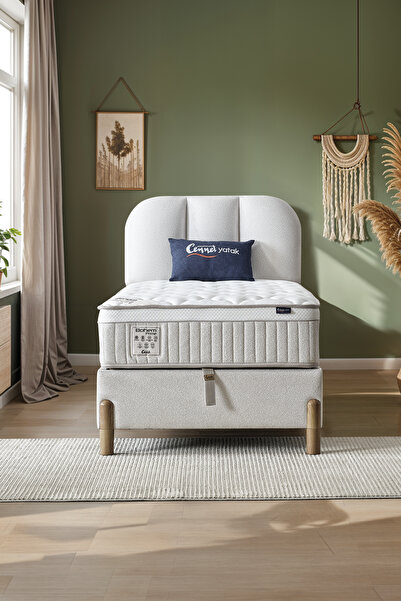 CENNET YATAK Bohem Prime Tek Kişilik Uyku Seti – Pocket Yaylı Yatak, Sandıklı Baza, Başlık 3 lü Set