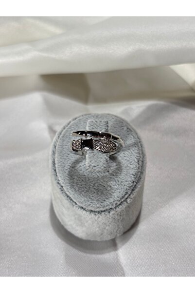 Uzak Işıklar Silver Steel Ring with Snake Zircon Stone