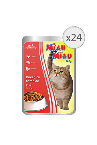 MIAU MIAU Wet cat food Miau Miau, 24x100g, Beef
