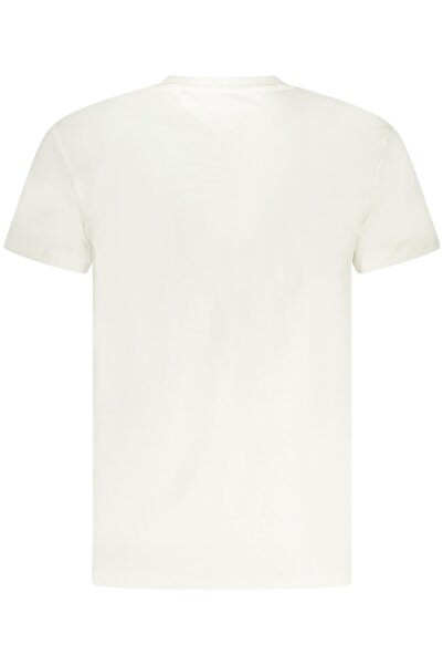 Tommy Jeans Tricou bărbătesc, cu imprimeu și mini logo pe mânecă, croială slim fit, alb, mărimea M