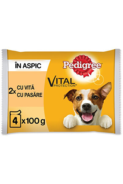 Pedigree Adult Wet Dog Food, Beef, Poultry in Aspic, 4 x 100g