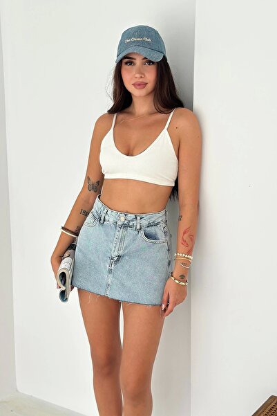 AsprinFashion Mini Denim Şort Etek