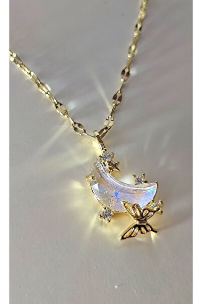 ATALYA ACCESSORY قلادة نسائية على شكل هلال من الفولاذ المقاوم للصدأ، قلادة عل...