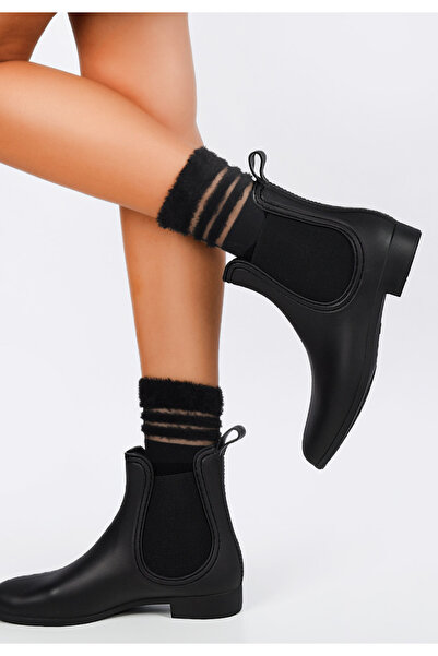 B T Shoes Brigitta Black Rubber Boots