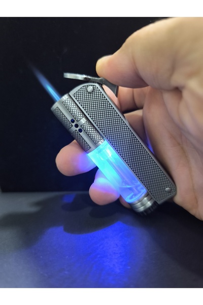 enyatakı Işıklı ızgaralı pürmüzlü uzun tasarım kaliteli metal tarz çakmak