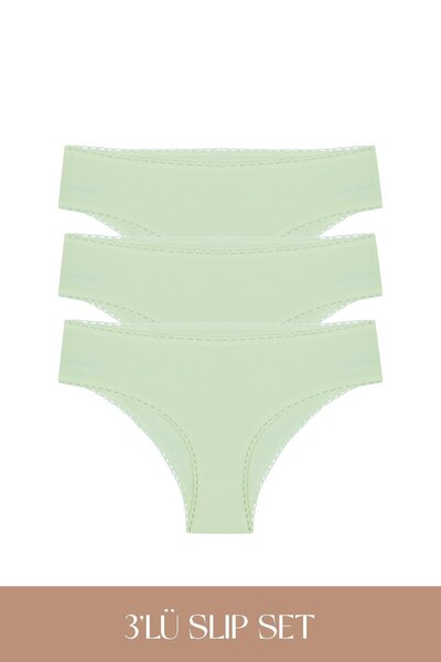Feu De Elu Cotvie Mint Cotton Slip 3-Piece Set Panties