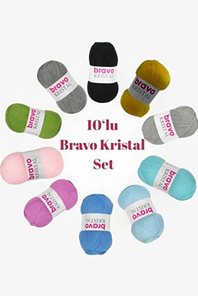 Bravo Kristal 10 Adet 100 Gram Yumak 10 x 100 Metre %100 Akrilik